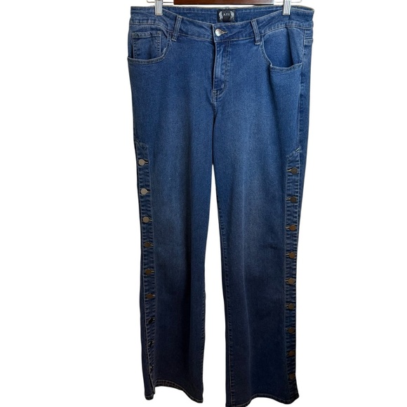A.Z.I Denim - A.Z.I. | High-Waist Wide Leg Jeans with Button Detail down the Leg | Sz 12